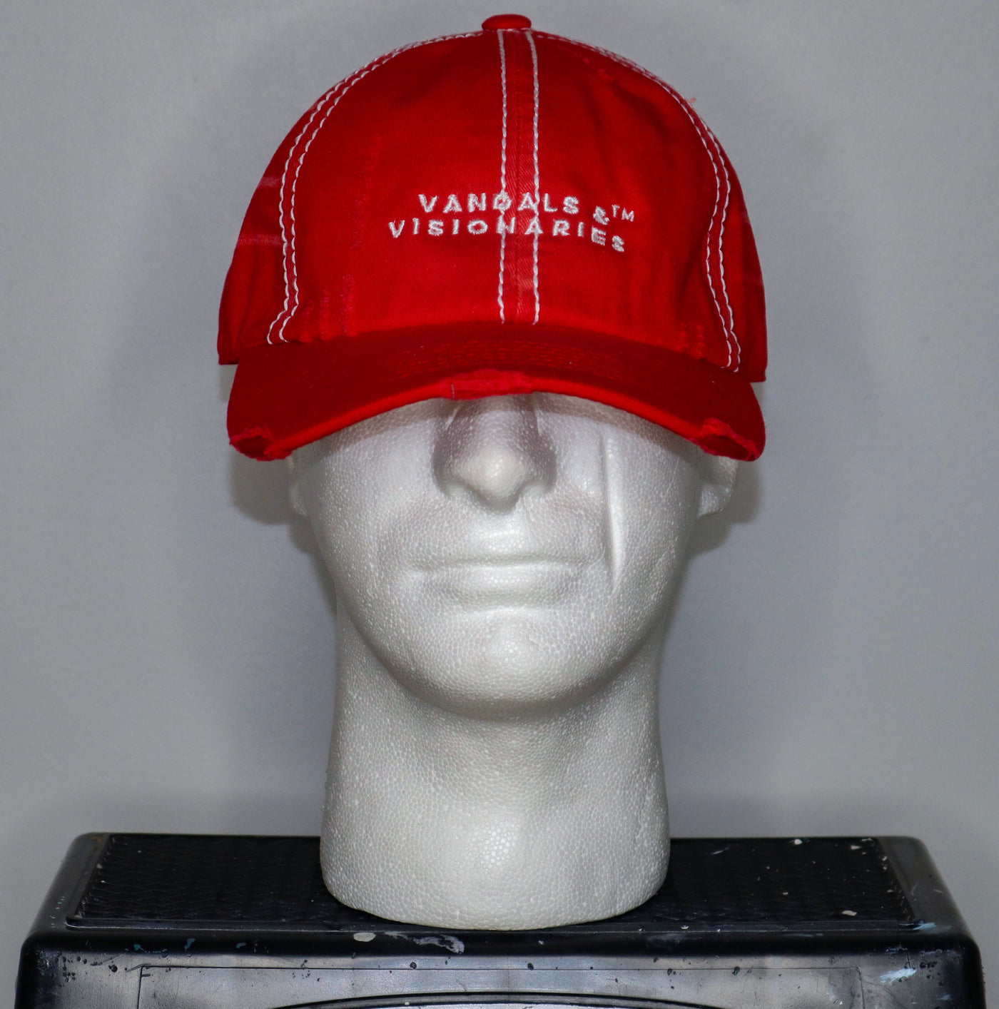 VANDALS & VISIONARIES ACID WASH DAD HAT- RED